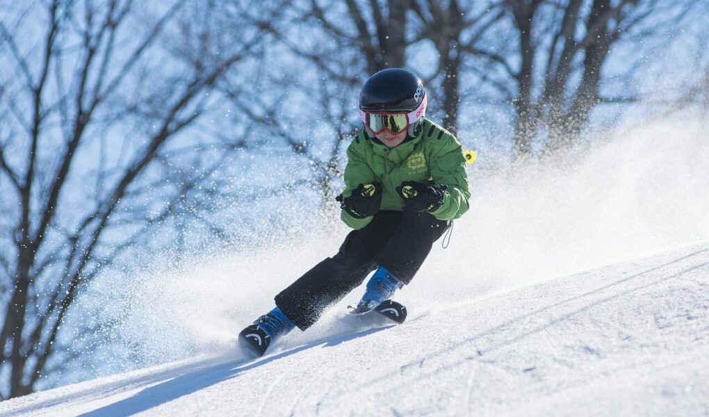 a child skiing