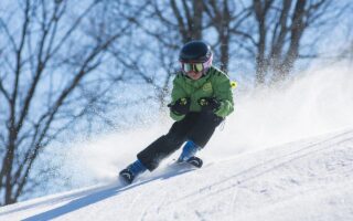 a child skiing